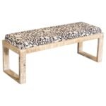 AIDEN FABRIC UPHOLSTERED ACCENT BENCH DISTRESSED WHITE
