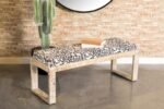 AIDEN FABRIC UPHOLSTERED ACCENT BENCH DISTRESSED WHITE - Image 2