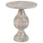 DIANELLA ROUND PEDESTAL BASE ACCENT SIDE TABLE WHITE WASHED