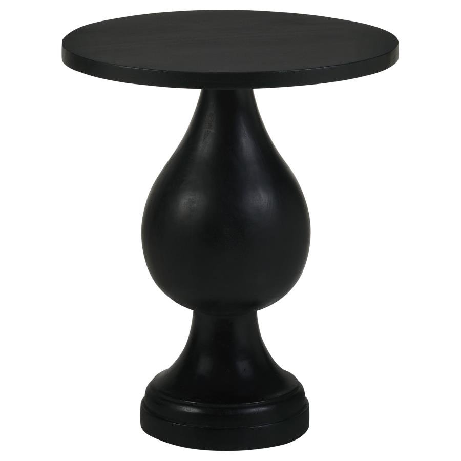 915108_02x900.jpg DIANELLA ROUND PEDESTAL BASE ACCENT SIDE TABLE BLACK STAIN - Image 1