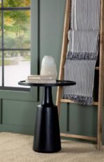 IXIA ROUND SOLID MANGO WOOD ACCENT SIDE TABLE BLACK STAIN - Image 2