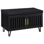 BRIXTON 2-DOOR PADDED ENTRYWAY SHOE STORAGE BENCH BLACK