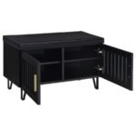 BRIXTON 2-DOOR PADDED ENTRYWAY SHOE STORAGE BENCH BLACK - Image 3