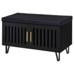 BRIXTON 2-DOOR PADDED ENTRYWAY SHOE STORAGE BENCH BLACK - Image 5