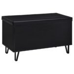 BRIXTON 2-DOOR PADDED ENTRYWAY SHOE STORAGE BENCH BLACK - Image 7