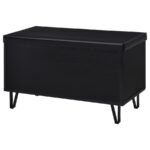 BRIXTON 2-DOOR PADDED ENTRYWAY SHOE STORAGE BENCH BLACK - Image 8