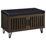 BRIXTON 2-DOOR PADDED ENTRYWAY SHOE STORAGE BENCH SMOKED OAK