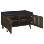 BRIXTON 2-DOOR PADDED ENTRYWAY SHOE STORAGE BENCH SMOKED OAK - Image 3