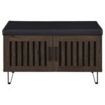 BRIXTON 2-DOOR PADDED ENTRYWAY SHOE STORAGE BENCH SMOKED OAK - Image 4
