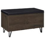 BRIXTON 2-DOOR PADDED ENTRYWAY SHOE STORAGE BENCH SMOKED OAK - Image 7
