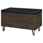 BRIXTON 2-DOOR PADDED ENTRYWAY SHOE STORAGE BENCH SMOKED OAK - Image 8
