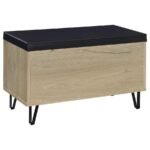 BRIXTON 2-DOOR PADDED ENTRYWAY SHOE STORAGE BENCH WHITE OAK - Image 7
