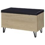BRIXTON 2-DOOR PADDED ENTRYWAY SHOE STORAGE BENCH WHITE OAK - Image 8