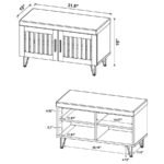 BRIXTON 2-DOOR PADDED ENTRYWAY SHOE STORAGE BENCH WHITE OAK - Image 11