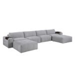 9155GY*61L1R2OT 6-Piece Modular Sectional with Two Ottomans
