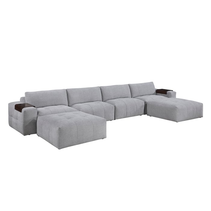 9155GY-61L1R2OT_noBG_side_1__l.jpg 9155GY*61L1R2OT 6-Piece Modular Sectional with Two Ottomans - Image 1