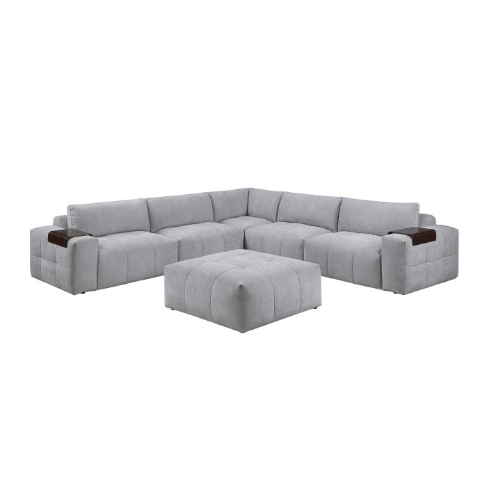 9155GY-61L1ROT_1_noBG_front__l.jpg 9155GY*61L1ROT 6-Piece Modular Sectional with Ottoman - Image 1