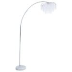 SHIRLEY 86-INCH HANGING CRYSTAL ARC METAL FLOOR LAMP CHROME