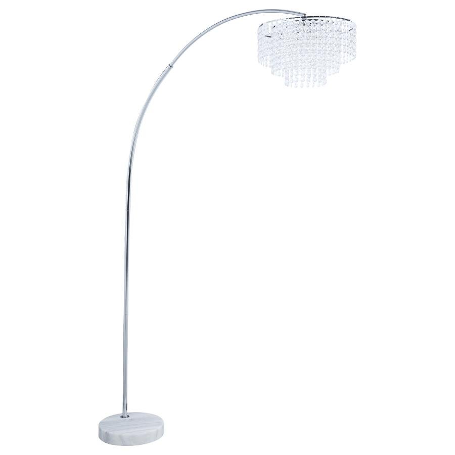 920065_02x900.jpg SHIRLEY 86-INCH HANGING CRYSTAL ARC METAL FLOOR LAMP CHROME - Image 1