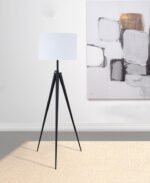 HARRINGTON 60-INCH DRUM SHADE METAL TRIPOD FLOOR LAMP BLACK - Image 2