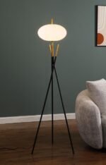 LAYTON WHITE ORB SHADE TRIPOD FLOOR LAMP BLACK - Image 2