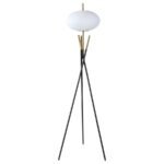 LAYTON WHITE ORB SHADE TRIPOD FLOOR LAMP BLACK