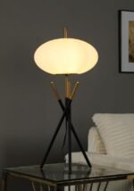 LAYTON WHITE ORB SHADE TRIPOD TABLE LAMP BLACK - Image 2