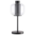 INGRID 22-INCH GLASS SHADE BEDSIDE TABLE LAMP BLACK
