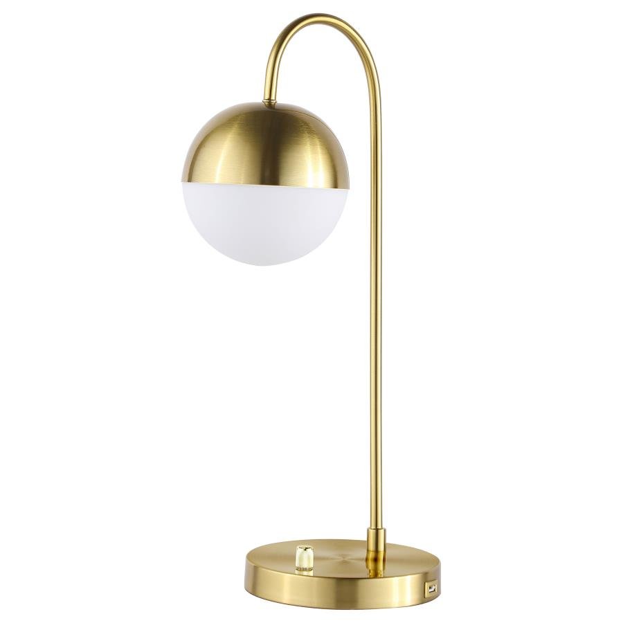 920216_02x900.jpg MERRICK 21-INCH SPHERICAL ARCHED BEDSIDE TABLE LAMP GOLD - Image 1