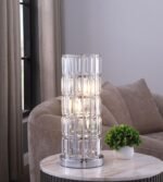 WANDA 20-INCH CRYSTAL SHADE BEDSIDE TABLE LAMP SILVER - Image 2