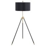 ZABKA 63-INCH DRUM SHADE METAL TRIPOD FLOOR LAMP BLACK