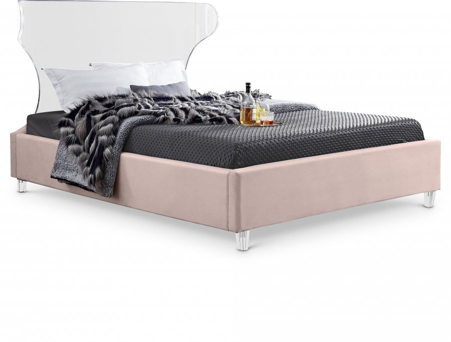 9233.jpg Ghost Velvet Upholstered Bed - Image 1
