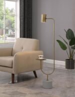 JODIE 55-INCH ADJUSTABLE FLOOR LAMP SIDE TABLE ANTIQUE BRASS - Image 3