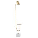 JODIE 55-INCH ADJUSTABLE FLOOR LAMP SIDE TABLE ANTIQUE BRASS