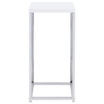 EDMUND SQUARE ACCENT SIDE TABLE WHITE HIGH GLOSS AND CHROME - Image 3