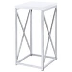 EDMUND SQUARE ACCENT SIDE TABLE WHITE HIGH GLOSS AND CHROME - Image 4