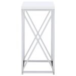 EDMUND SQUARE ACCENT SIDE TABLE WHITE HIGH GLOSS AND CHROME - Image 5