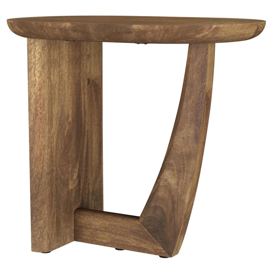 930029_02x900.jpg FLETCHER OVAL SOLID MANGO WOOD ACCENT SIDE TABLE BROWN - Image 1