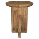 FLETCHER OVAL SOLID MANGO WOOD ACCENT SIDE TABLE BROWN - Image 3