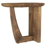 FLETCHER OVAL SOLID MANGO WOOD ACCENT SIDE TABLE BROWN - Image 4