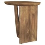 FLETCHER OVAL SOLID MANGO WOOD ACCENT SIDE TABLE BROWN - Image 6
