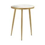 ACHESON ROUND MARBLE TOP SIDE TABLE WHITE AND GOLD