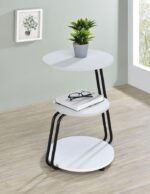 HILLY 3-TIER ROUND ACCENT SIDE TABLE WHITE AND BLACK - Image 2