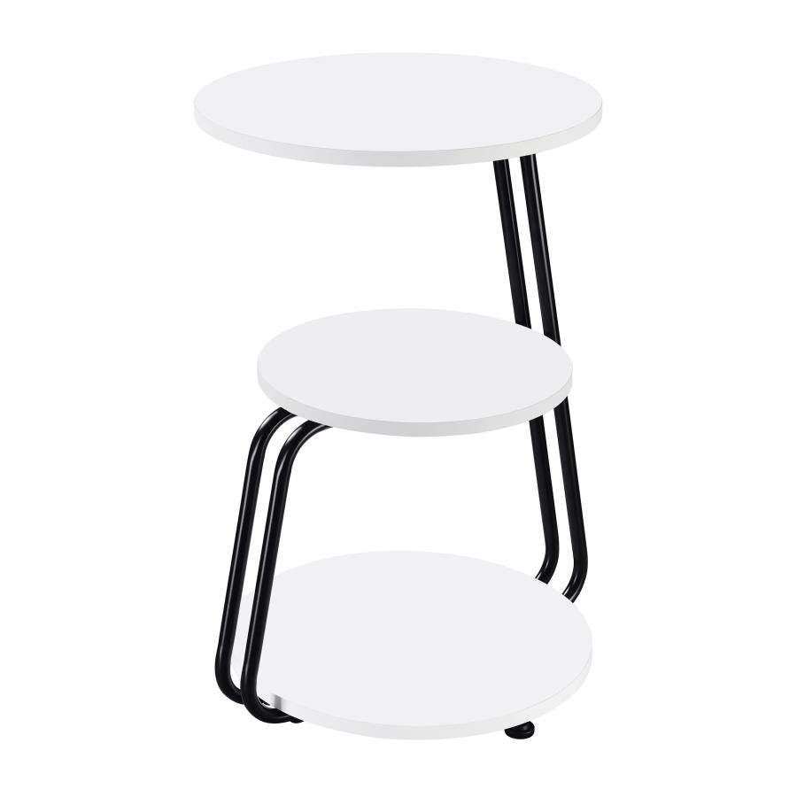 930071_02x900.jpg HILLY 3-TIER ROUND ACCENT SIDE TABLE WHITE AND BLACK - Image 1