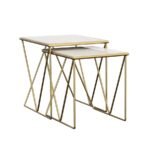 BETTE 2-PIECE MARBLE TOP NESTING TABLE SET WHITE AND GOLD