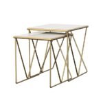 BETTE 2-PIECE MARBLE TOP NESTING TABLE SET WHITE AND GOLD - Image 4