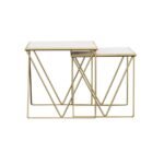 BETTE 2-PIECE MARBLE TOP NESTING TABLE SET WHITE AND GOLD - Image 5