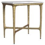 BALDWIN RECTANGULAR MARBLE TOP SIDE TABLE WHITE AND GOLD