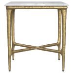 BALDWIN RECTANGULAR MARBLE TOP SIDE TABLE WHITE AND GOLD - Image 3