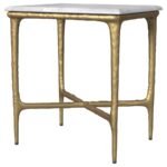 BALDWIN RECTANGULAR MARBLE TOP SIDE TABLE WHITE AND GOLD - Image 4